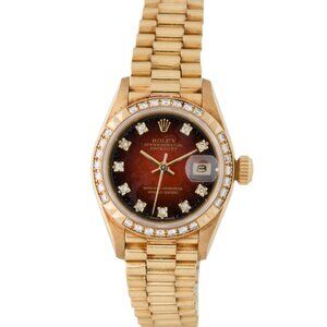 Rolex Ladies 18k President Bracelet Green Sticker Watch! Wow!